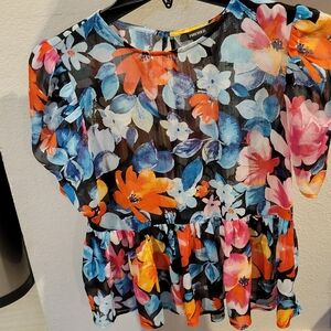 Forever 21 Floral Blouse - Black, Blue, Orange, Pink